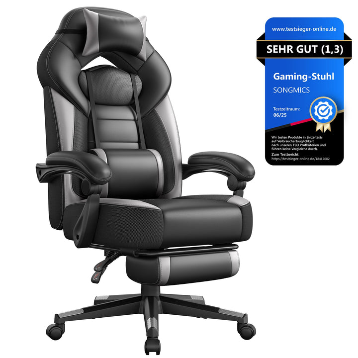 SONGMICS Gaming Stuhl, Bürostuhl mit Fussstütze, Schreibtischstuhl, ergonomisches Design, verstellba