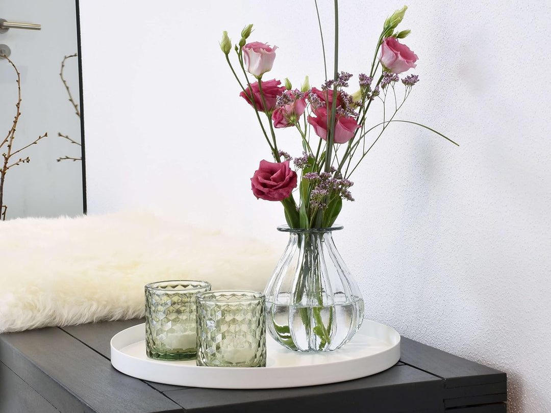 D&D Living® Deko Tablett Rund Ø 30 cm | Design Dekoteller und Dekotablett aus Metall (Weiss matt)