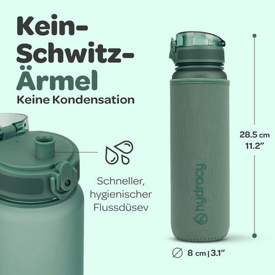 Hydracy Trinkflasche mit Fruchteinsatz - 1L Wasserflasche - BPA-freie Trinkflasche mit Zeitmarkierun