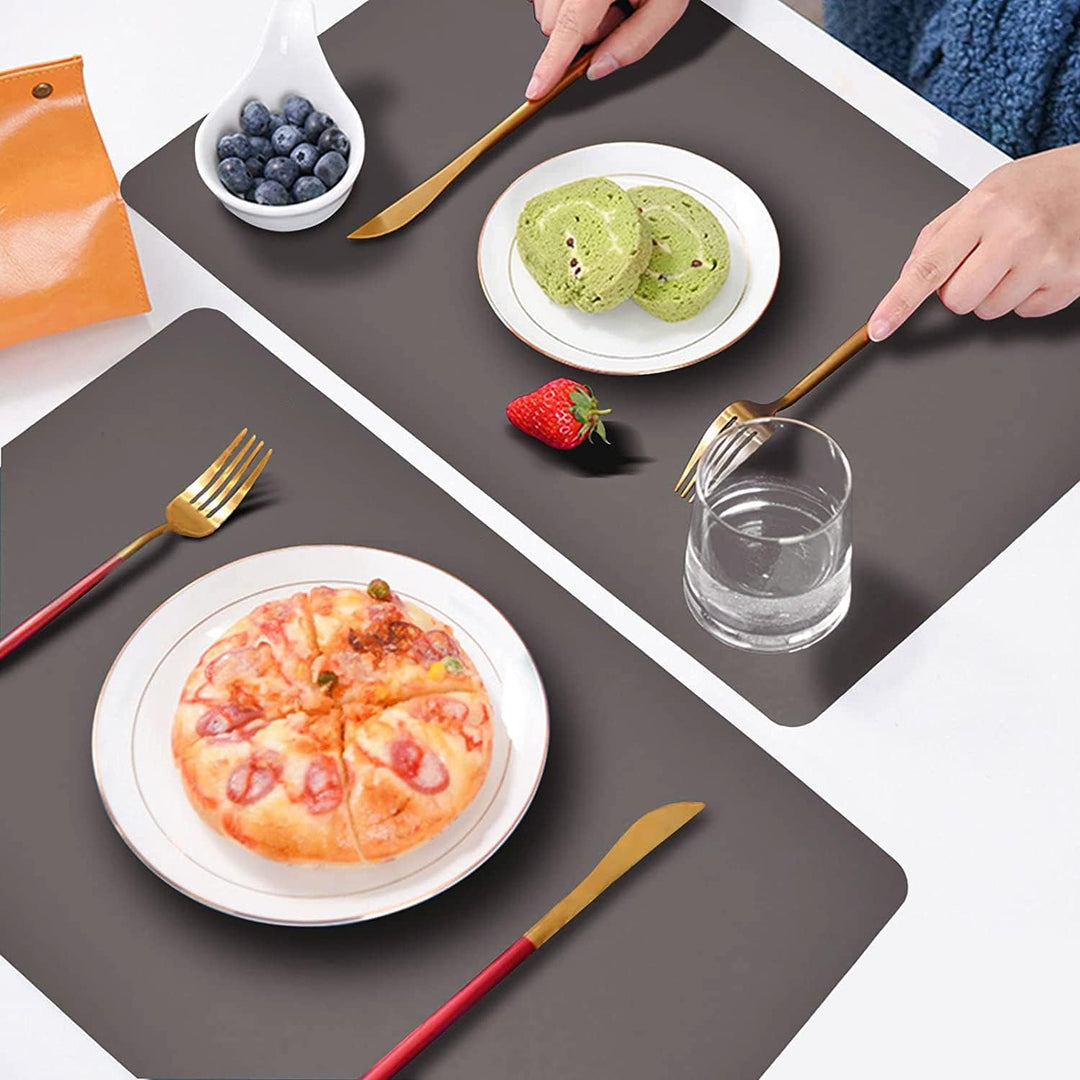 Tischsets Abwaschbar,Platzsets Abwischbar,Tischset Leder,Hitzebeständig Doppelseitigen I 4er Set Pla