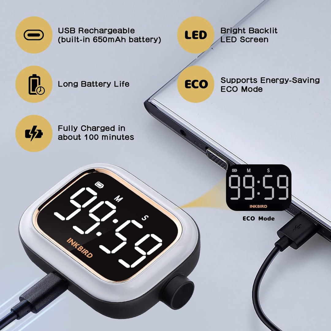 Inkbird Digital Timer, IDT-02 Magnetischer Küchentimer, Eieruhr mit Einem Grossen Beleuchtetem Displ