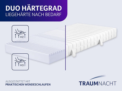 Traumnacht Basic 2 in 1 Duo - orthopädische 7- Zonen Kaltschaummatratze, Härtegrad 2 und 3, Öko-Tex