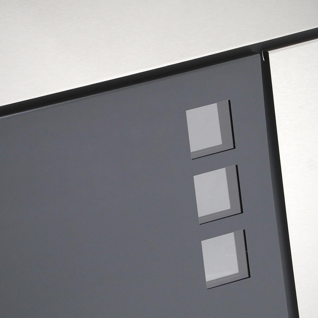 Wiltec Designer Briefkasten V24 Anthrazit und Edelstahl 370 x 105 x 370 mm, Wandbriefkasten mit Schl