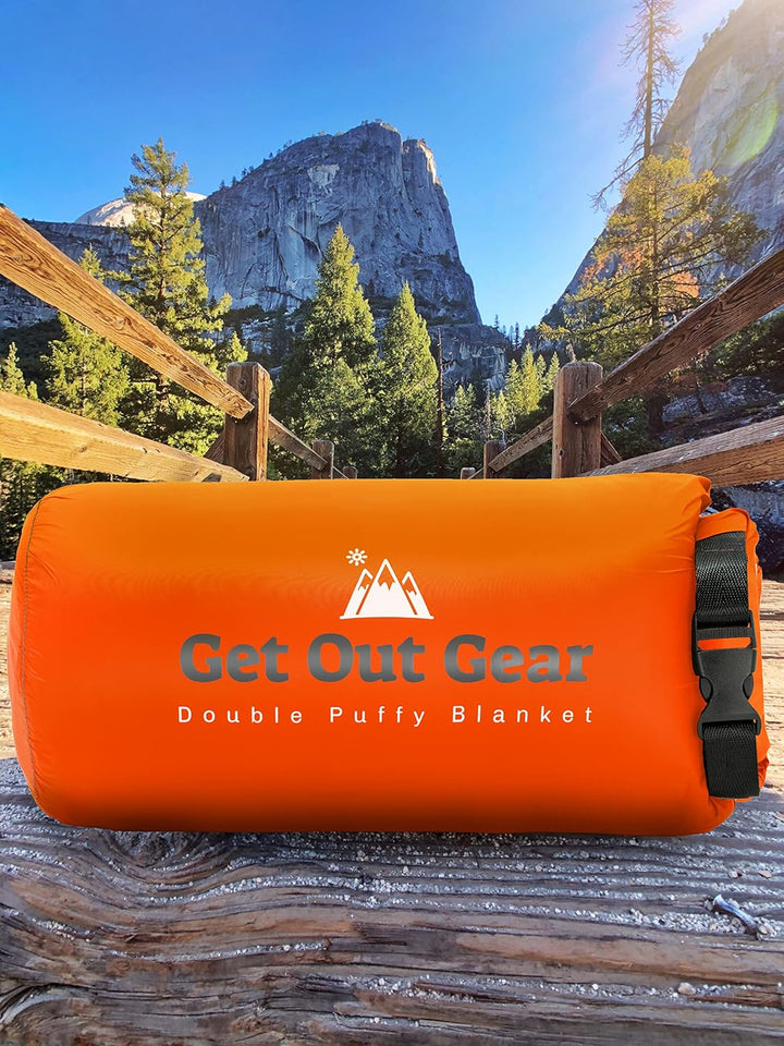 Get Out Gear Doppelt geschwollene Campingdecke – extra bauschig, verstaubar, leicht und warm, ideal