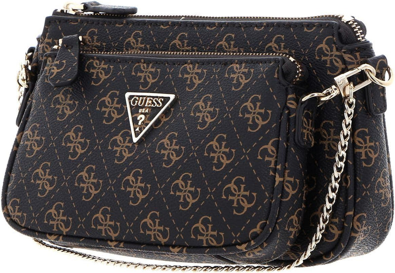 GUESS Damen Noelle Dbl Pouch Crossbody Bag Braun, Braun