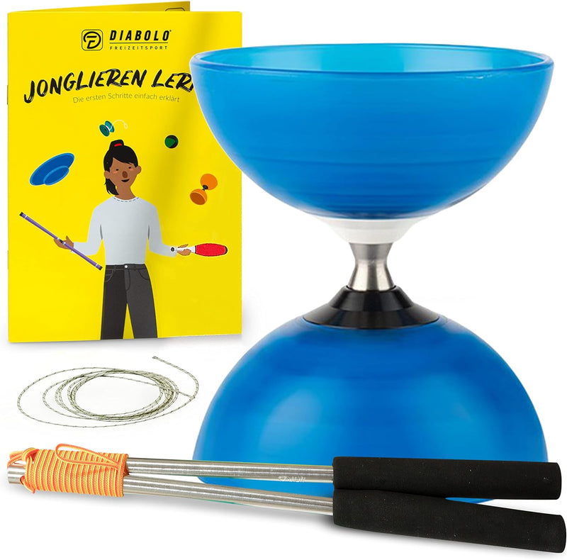 Diabolo-Set mit Henrys Beach Free Freilauf-Kugellager Diabolo - Profi-Set (blau), Blau