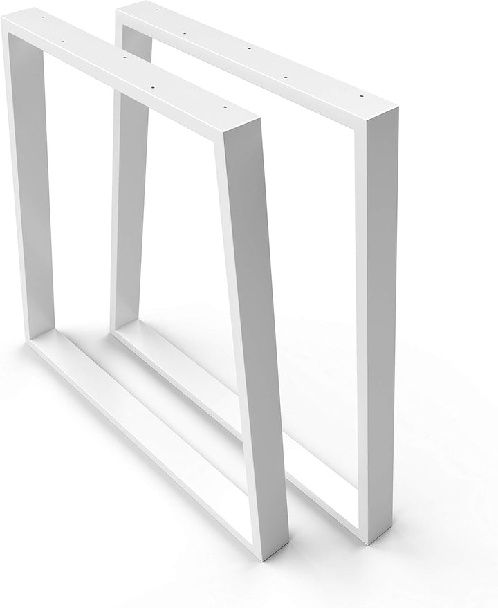 sossai® Trapez Tischkufen aus Stahl (pulverbeschichtet) TKG6 | Industrial Design | Farbe: Weiss | Hö
