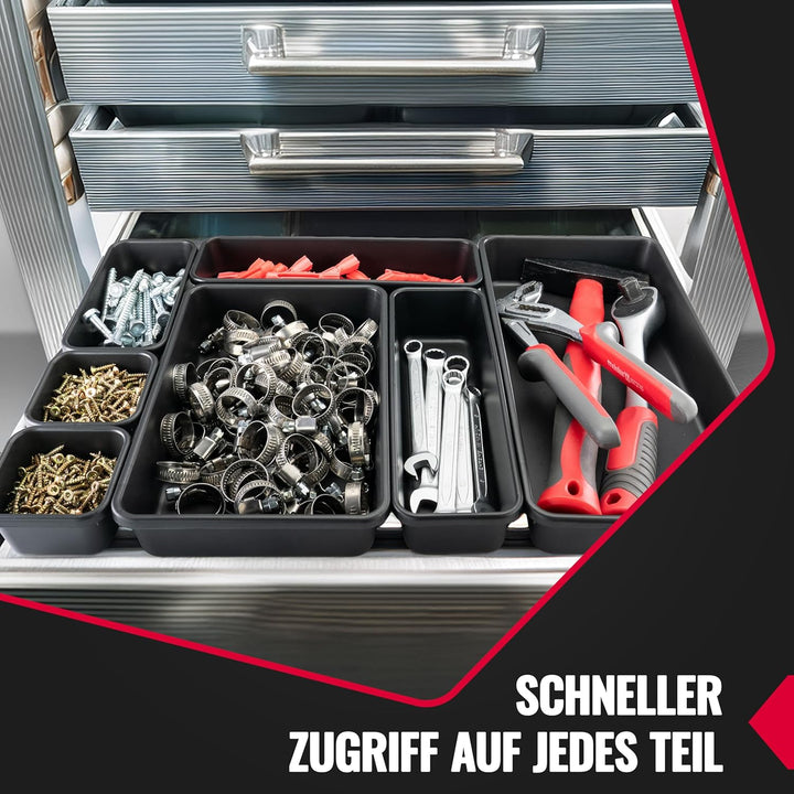 Poppstar 69x Schubladen Organizer Werkstatt - Büro, 5 verschiedene Grössen, Kunststoff, schwarz 69er