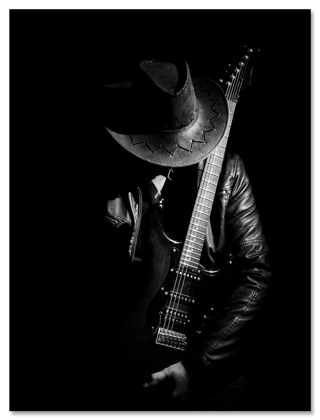 wandmotiv24 Leinwandbild Schwarz-Weiss, 120x90cm, Hochformat, Gitarre, Deko, Bilder auf Leinwand, Wa