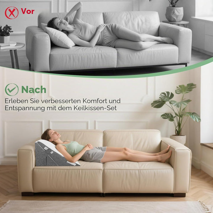 Keilkissen für Bett, Dreieckskissen Memory-Schaum, Verstellbares Keilkissen, Hochdichteschaum Leseki