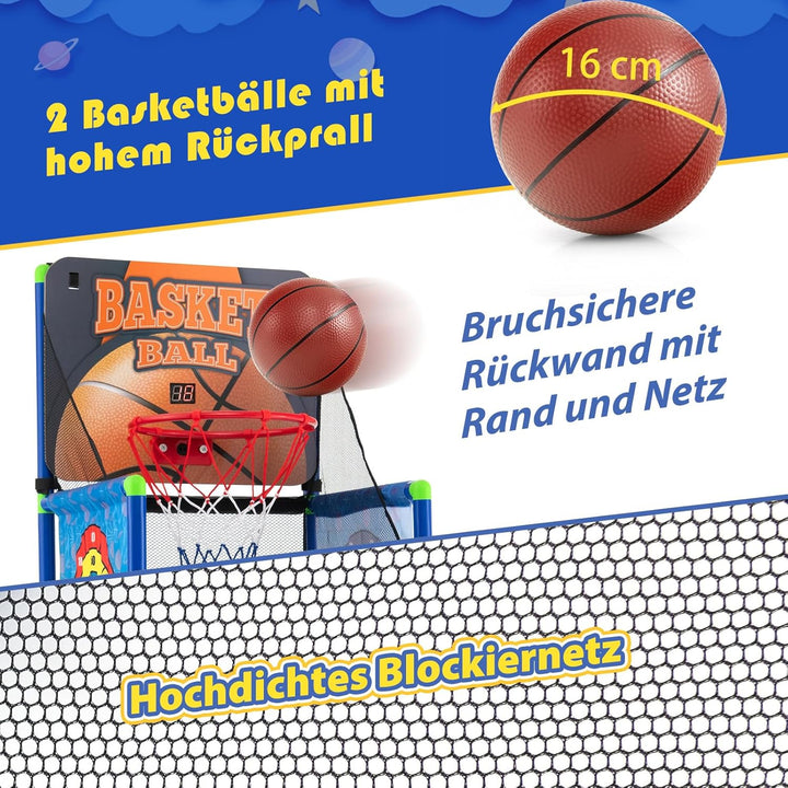 COSTWAY Arcade Basketball Spielset, Basketballständer mit Anzeigetafel & Soundeffekt, Basketballkorb