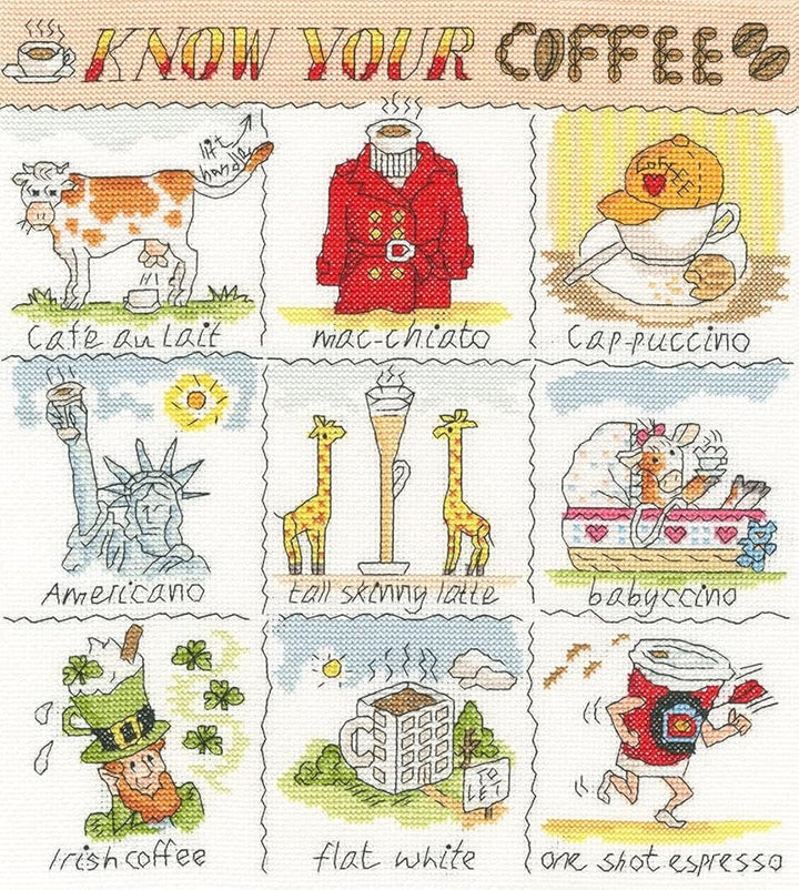 Bothy Threads Kreuzstich-Set, Motiv: Know Your Coffee