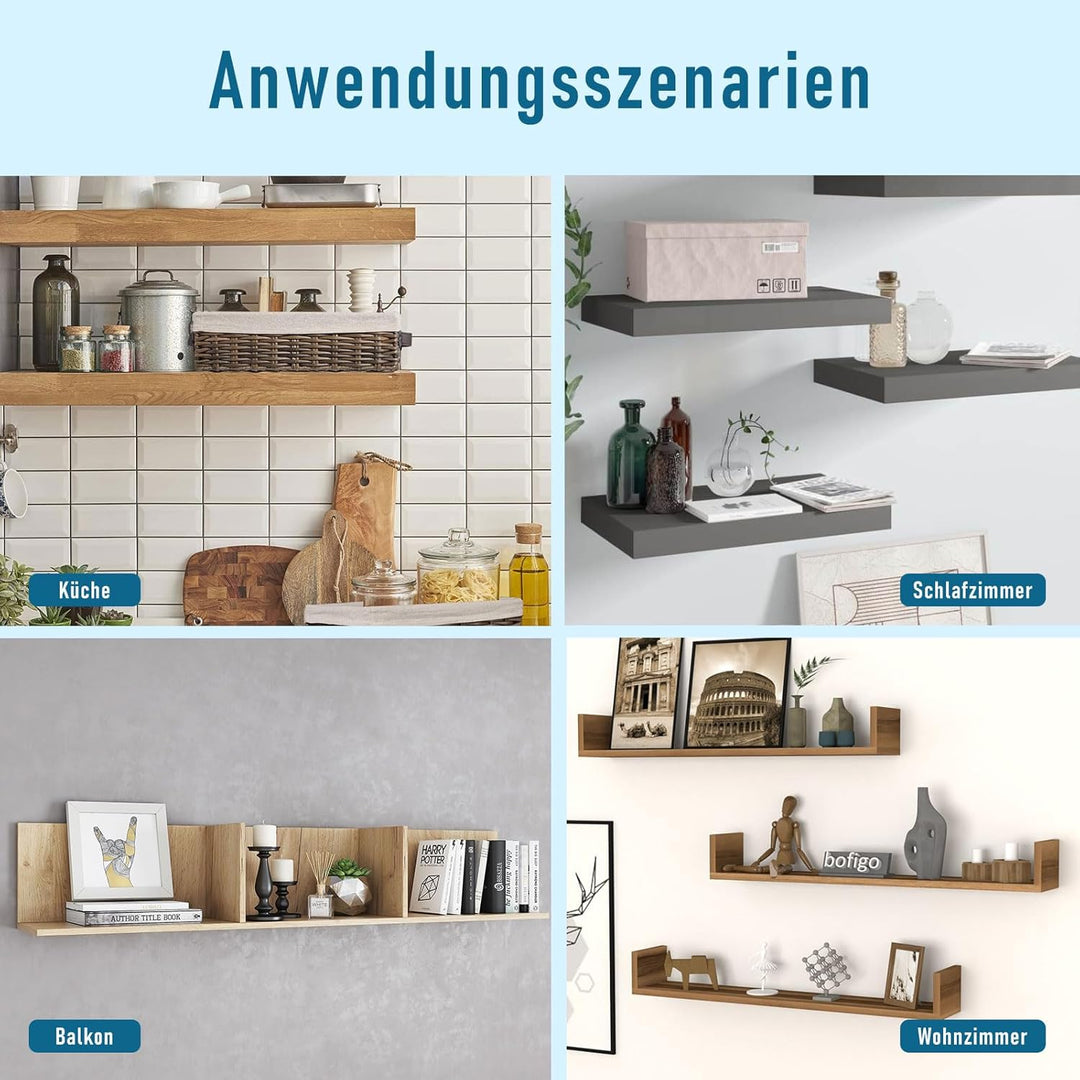 Schwebende Regalhalterungen, 20.3 cm, dicke, rustikale Regalhalterung für Holzregale – verdeckte Jal