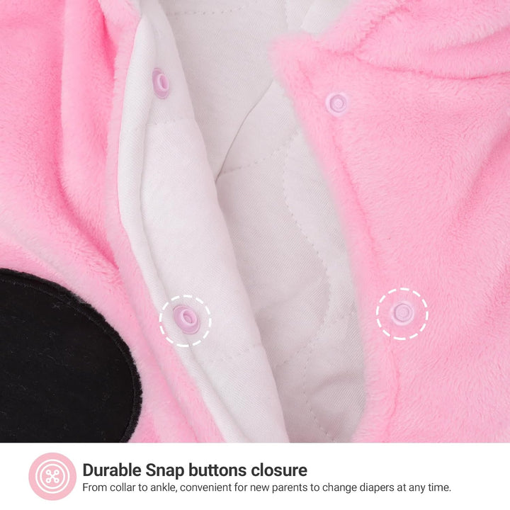 Baby Overalls mit Kapuze Winter Flanell Strampler Spielanzug mit Füsse Karikatur Jumpsuit, 0-3 Monat