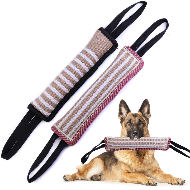 2 Stück Beisswurst für Hunde, Jute Beisswurst Training mit 2 Griff, Tauziehen und Zerrspiele mit Hun