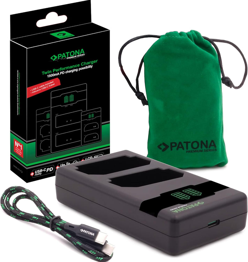PATONA NP-FZ100 PD-Performance Akku-Ladegerät (1500mA) USB-C Mini Dual LCD - PD/QC fähig (161858)