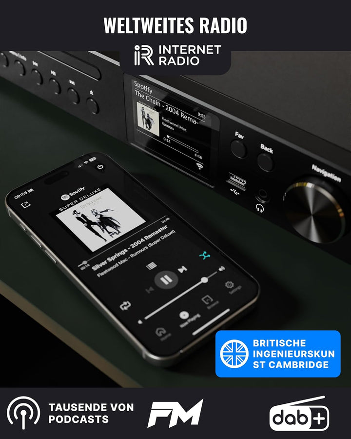 Majority Fitzwilliam Connect Amp CD Alle-in-einem Internetradio &amp; CD Player, AMP CD