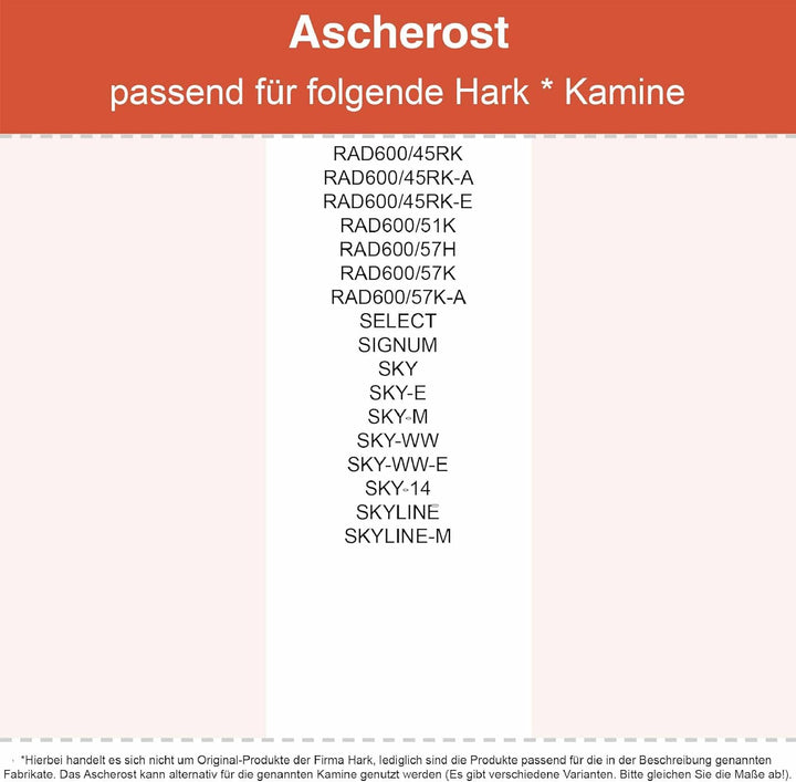 Kaminrost - Passend für Hark Kaminöfen inkl. Modellübersicht - Ascherost Kamin aus massivem Stahl -