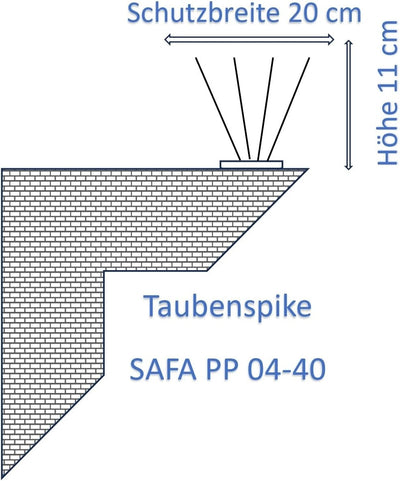 10 Meter Vogelabwehr, Taubenabwehr/ 4-reihig/ 20 Elemente a 50 cm/Taubenspikes aus Edelstahl auf UV-