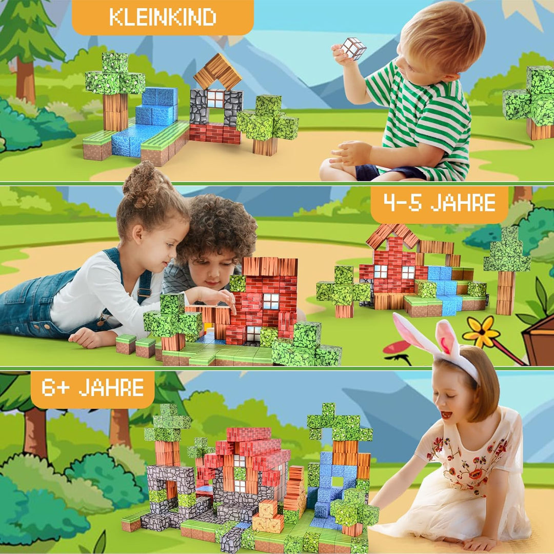Ulikey Magnetische Bausteine, 80 Stück Magnetic Building Cubes 2.5CM Magnetische Würfel Set Wald Mag
