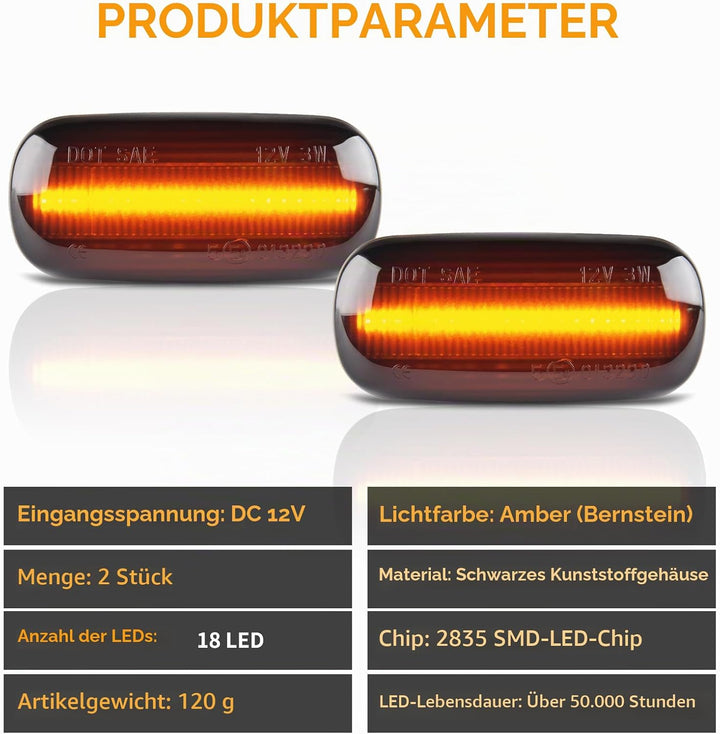 POPMOTORZ LED Blinker Seitenblinker mit Canbus Fehlerfrei 2835 SMD für A-udi A3 8P/S3 8P/A4 B6/A4 B7
