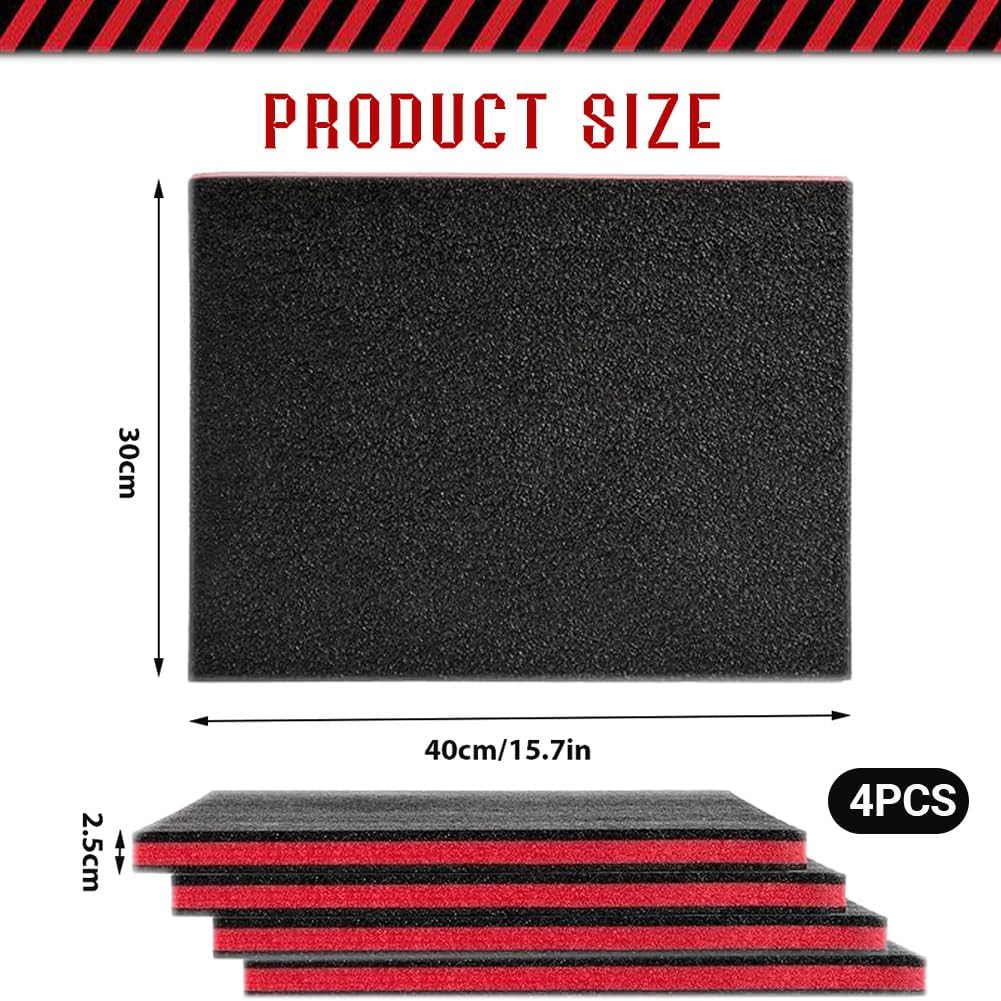 Schaumstoff Zuschnitt 4 Stück, Werkzeugkisten Schaumstoff 40 x 30 x 2.5cm, Schaumstoffeinlage Werkze