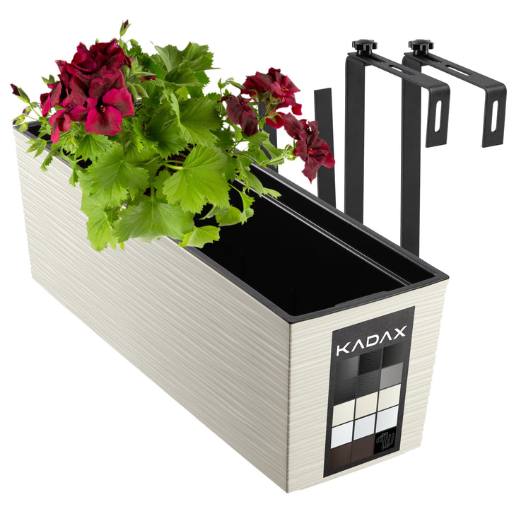 KADAX Blumenkasten aus Kunststoff, 18,5x56 cm, Pflanzkasten mit Einsatz, wetterfester Balkonkasten,