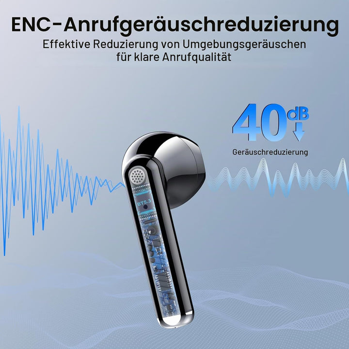 OYIB Bluetooth Kopfhörer, 2024 In Ear Kopfhörer Kabellos Bluetooth 5.3 Kopfhörer mit ENC Mic, 25 Std