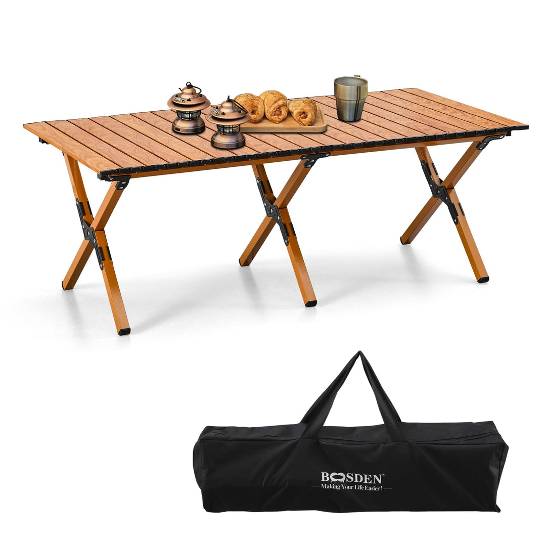 BOOSDEN Campingtisch Klappbar, Campingtisch 120x80cm, Klapptisch Camping, Rolltisch Camping, Falttis