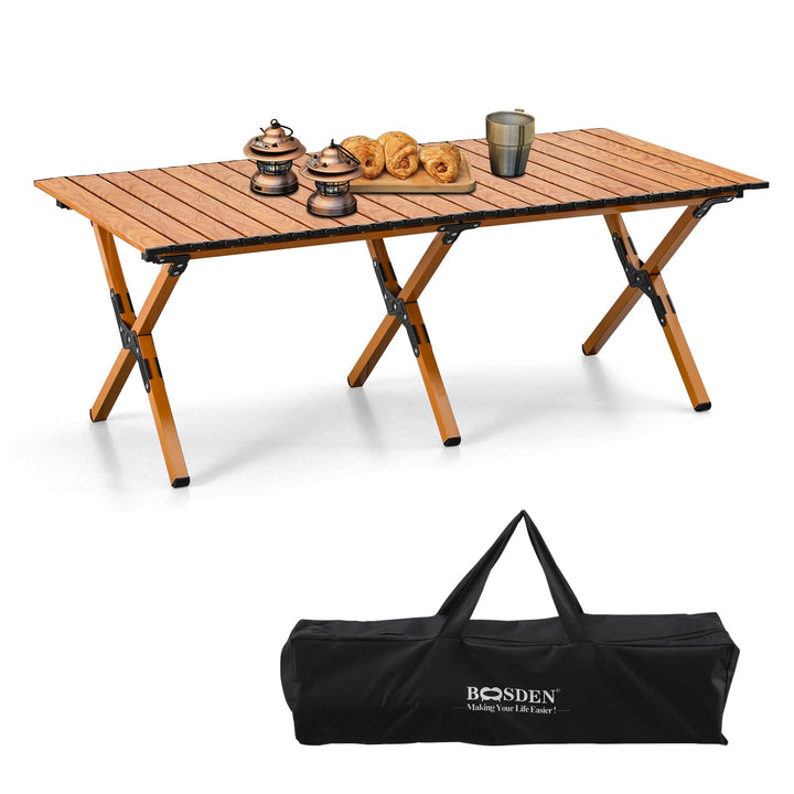 BOOSDEN Campingtisch Klappbar, Campingtisch 120x80cm, Klapptisch Camping, Rolltisch Camping, Falttis