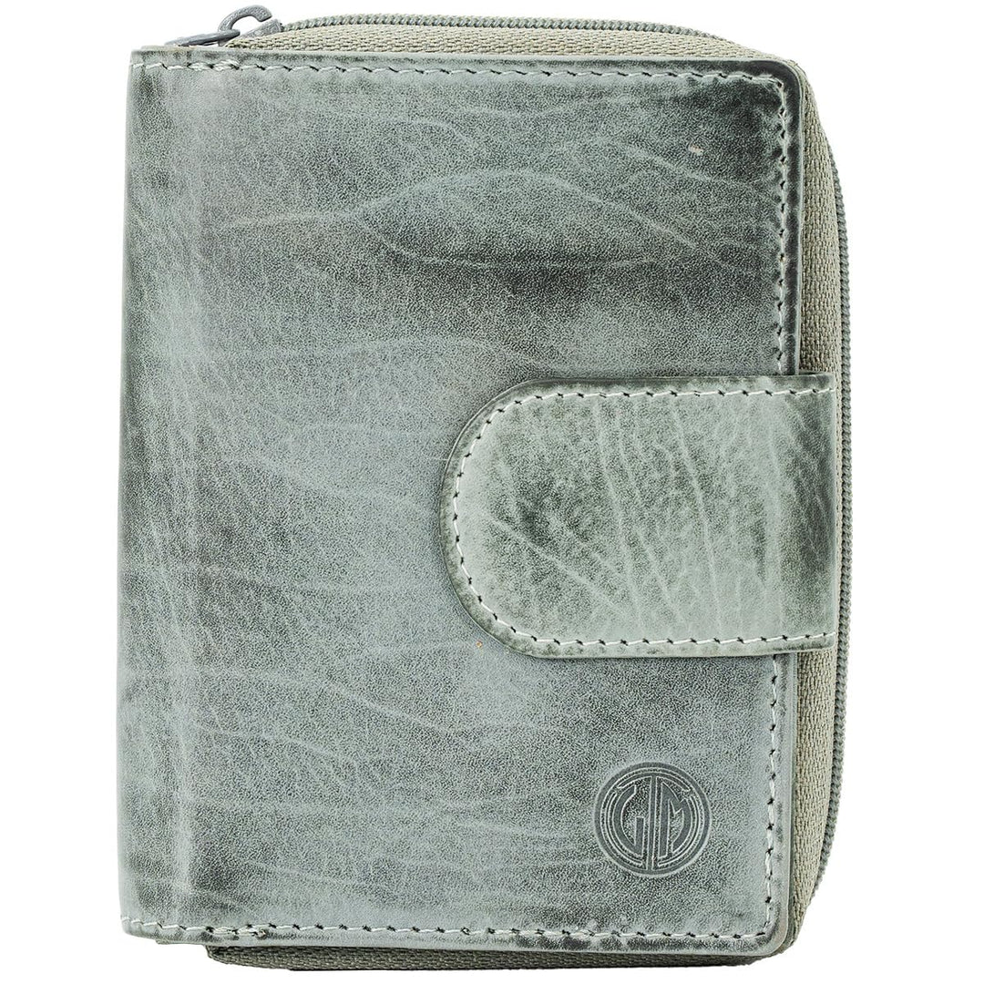 LINDENMANN Geldbeutel Damen/Damen Portemonnaie, Vollrindleder genarbt, quer, grau
