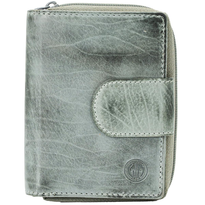 LINDENMANN Geldbeutel Damen/Damen Portemonnaie, Vollrindleder genarbt, quer, grau