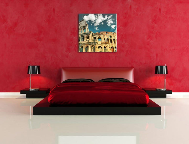 Pixxprint Colosseum bei Tag in Rom als Leinwandbild Quadratisch/Grösse: 70x70 / Wandbild/Kunstdruck/
