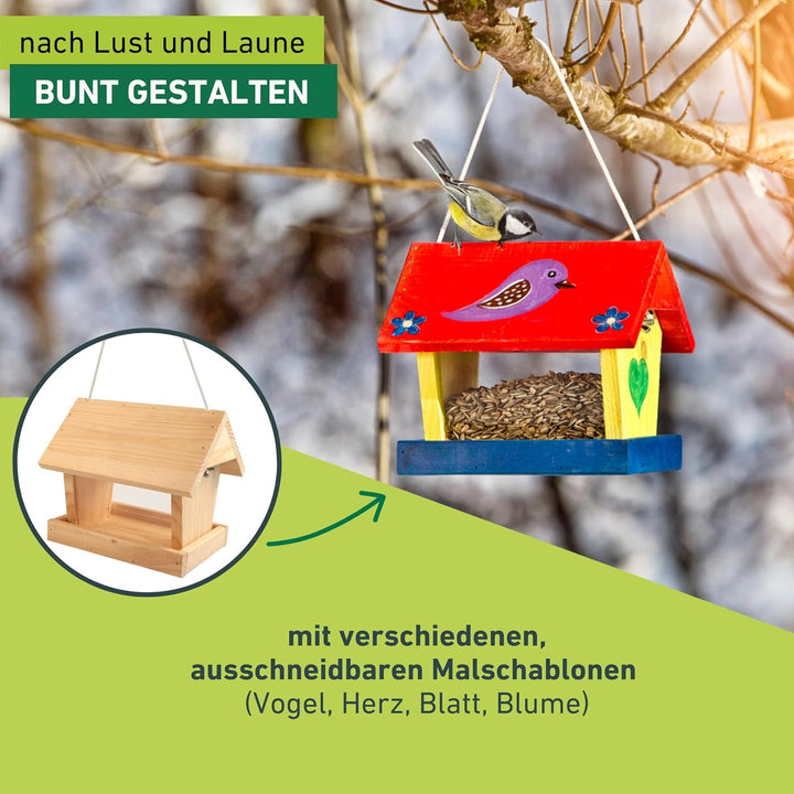 Windhager Vogelfuttersilo-Bausatz Woodpecker, Vogelhaus Futterstation, inklusive Farbset zum Bemalen