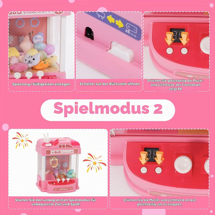 Mini Greifmaschine Candy Doll Mit Lenkrad Gachapon Grabber Süssigkeiten Greifautomat mit Münzschiebe