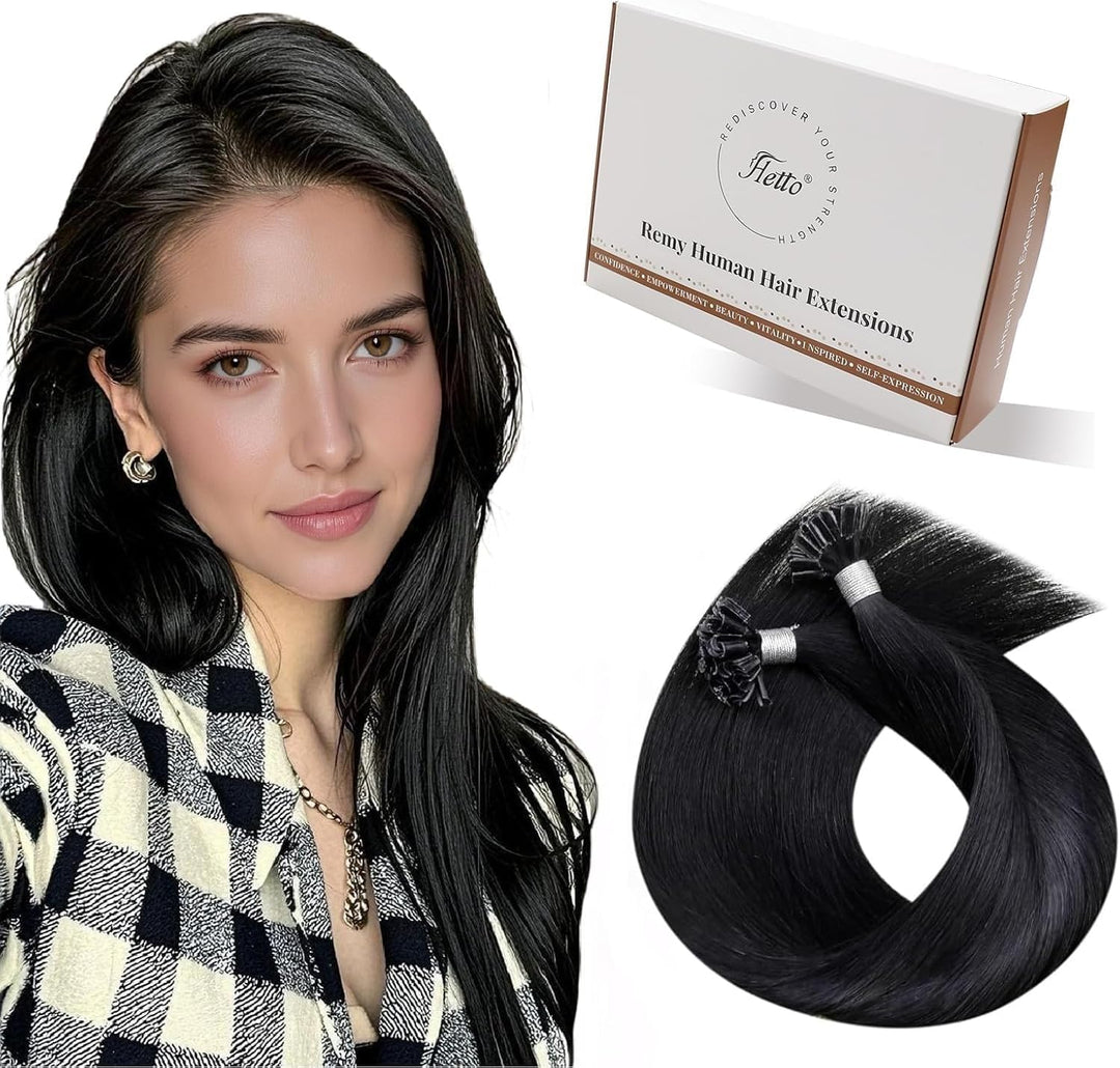 Hetto Bonding Extensions Echthaar Schwarz Extensions Echthaar Bondings Gerade Invisible Remy Haare P