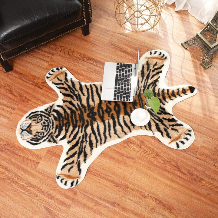 SuPVOX Teppich mit Leopardenmuster, Kunstfell, Fussmatte, rutschfest, für Wohnzimmer, Schlafzimmer,