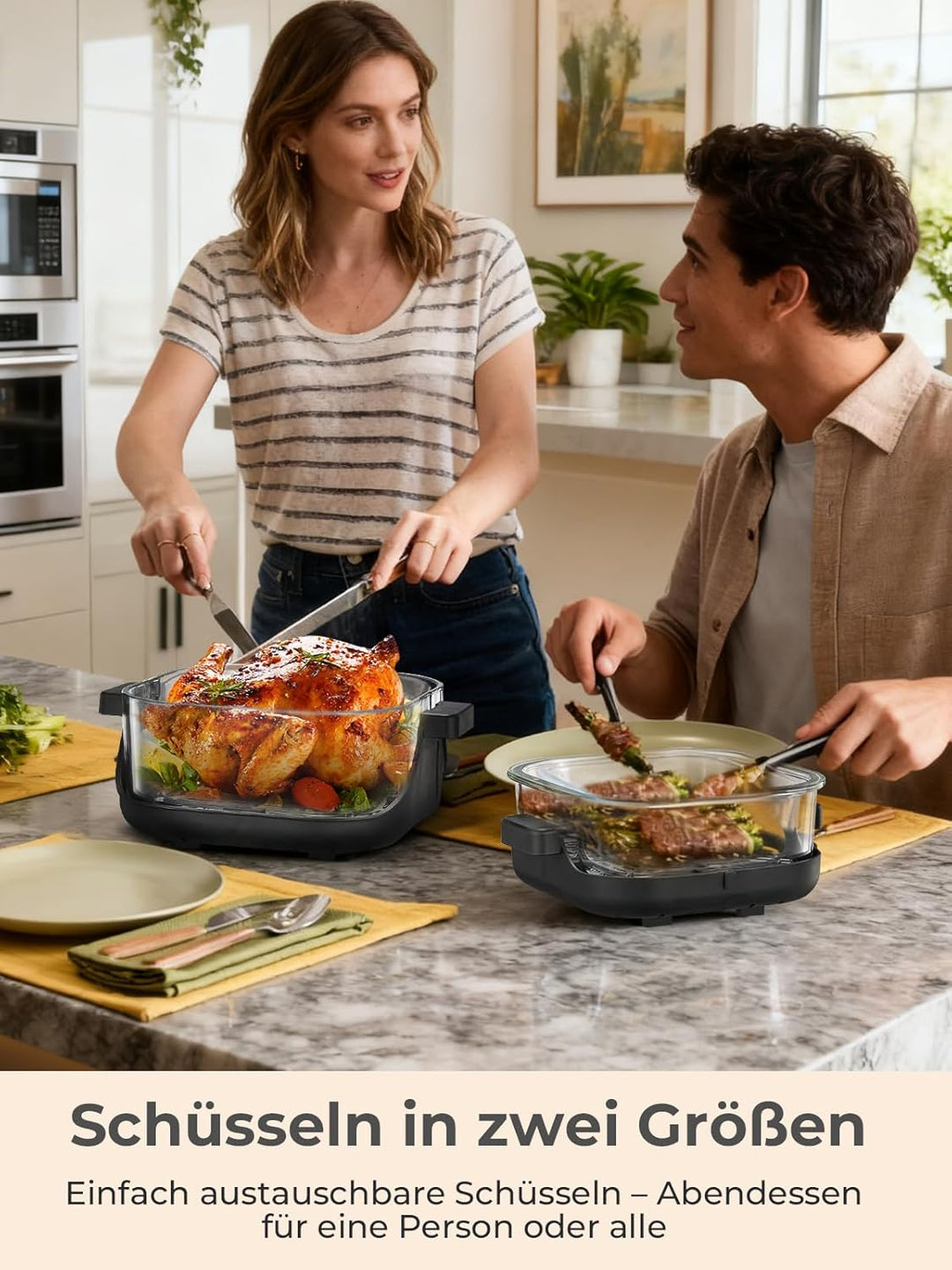 FOHERE Tragbare Heissluftfritteuse, 4-in-1 Heissluftfrittieren für Bake, Recrisp, Max Crisp, Airfrye