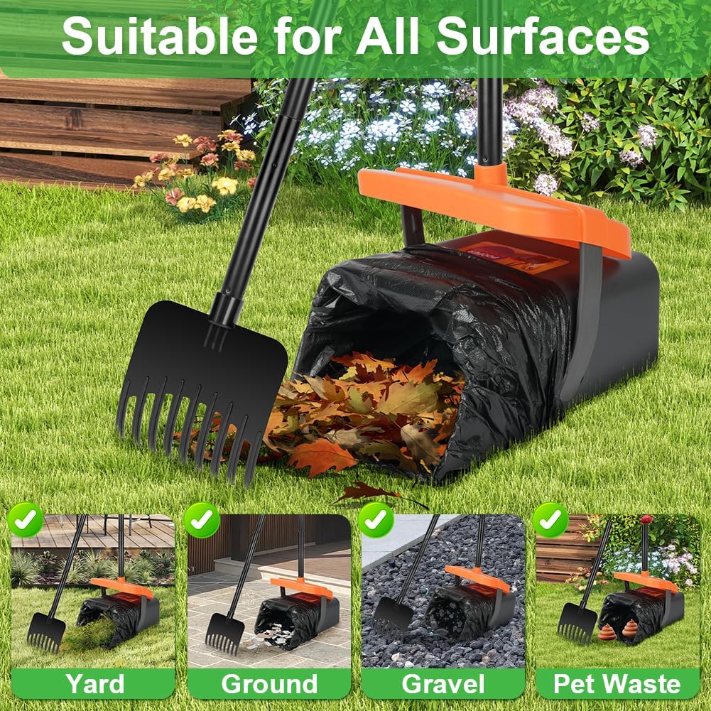 Hundekotschaufel, 46" Grosser Hundekotschaufel, Hundekotschaufel und Harke Set mit Verstellbarem Lan