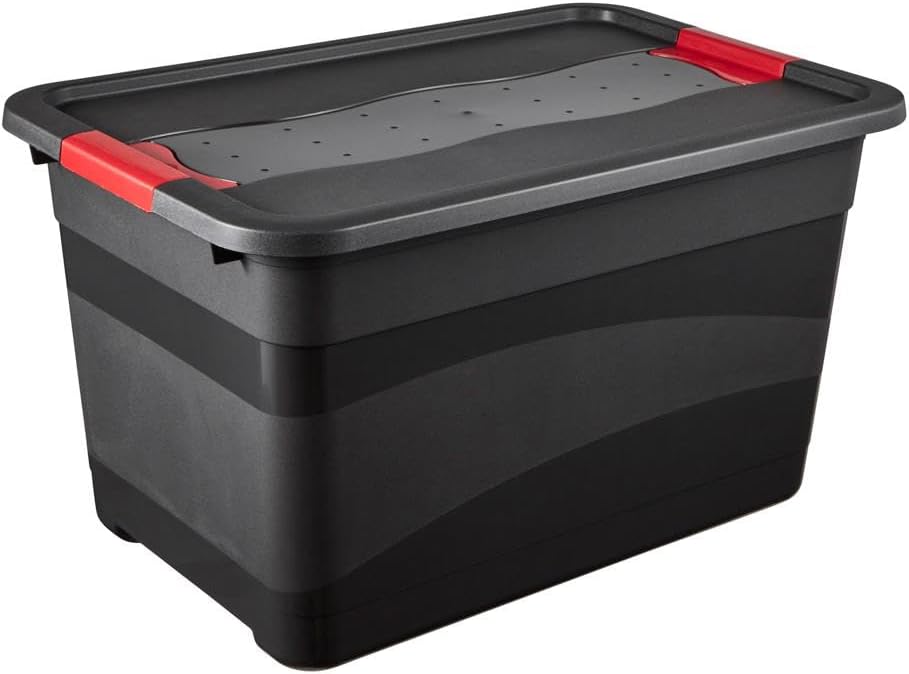 keeeper Transportbehälter mit Deckel und Schiebeverschluss, Extra Stabil, 59,5 x 39,5 x 34 cm, 52 l,
