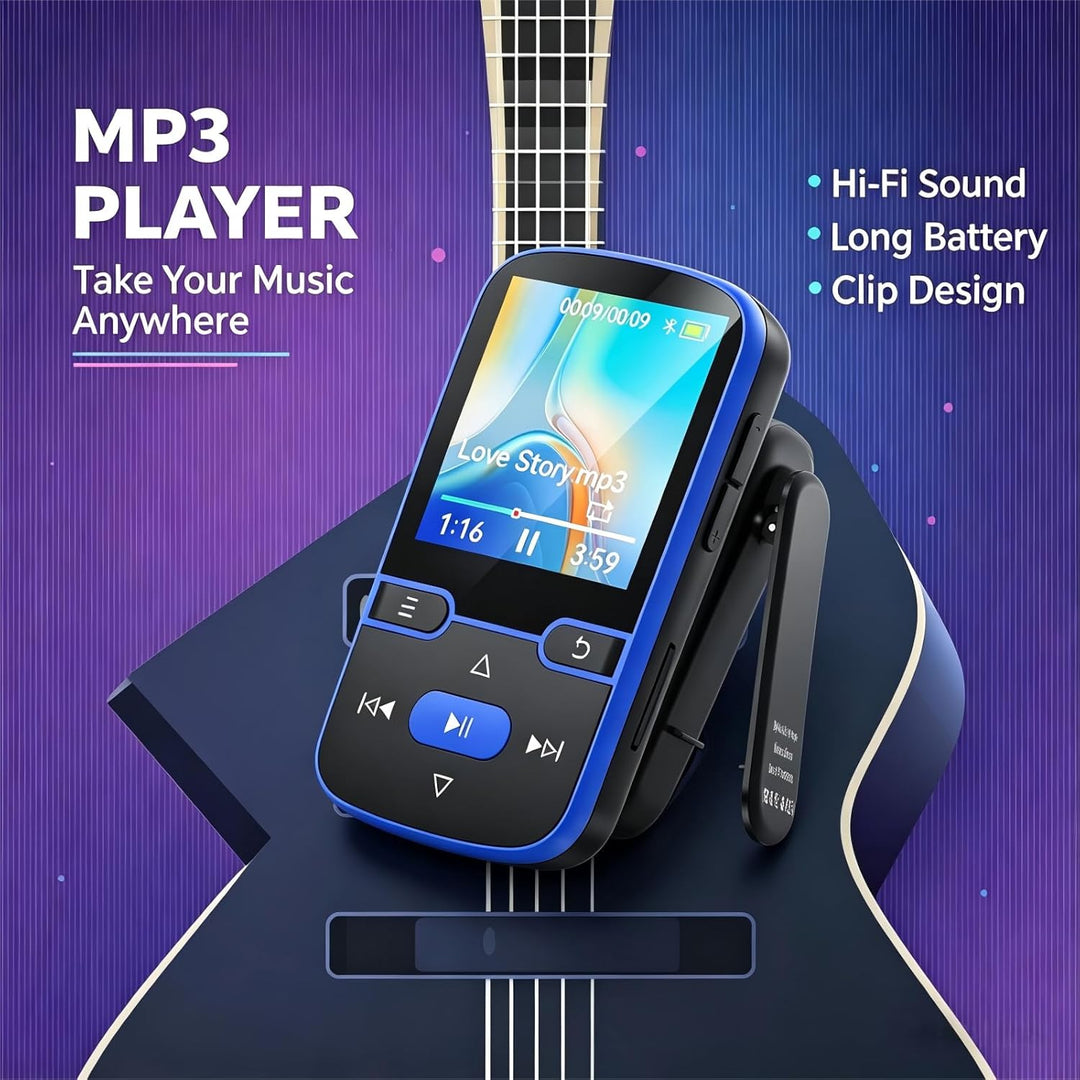 64 GB MP3 Player Bluetooth 5.3 mit Clip für Kinder Tragbarer mp3 -Player Musik-Player mit FM-Radio,