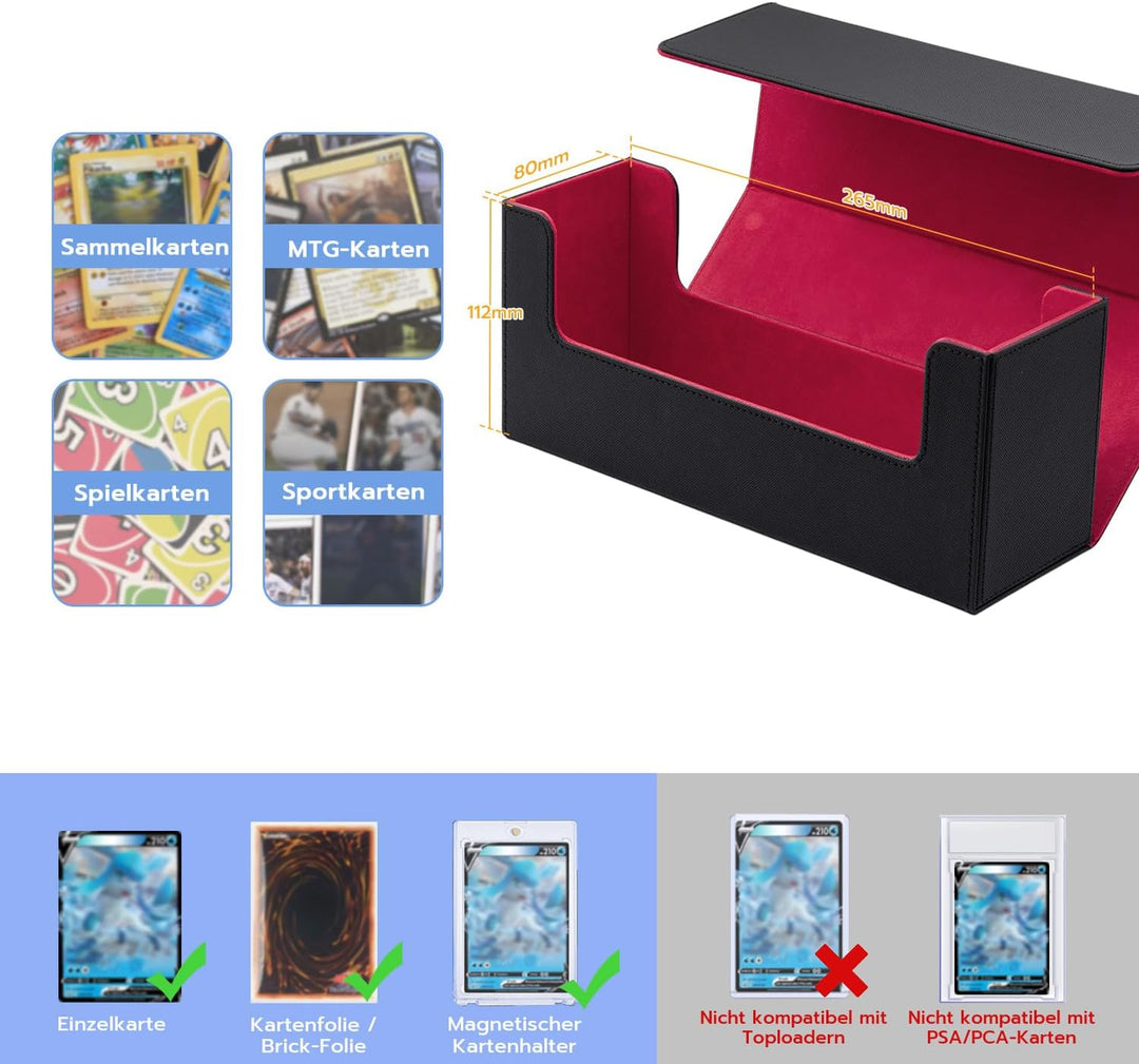Card Deck Box for MTG, Gathering Kartenbox für 580+ Ungesleevte Karten/ 35pt/130PT Sammelkarten Hüll