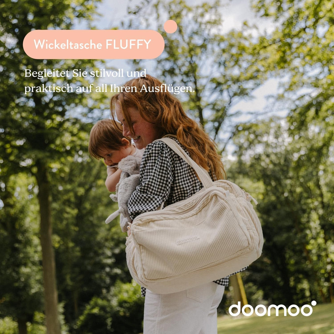 doomoo Wickeltasche Fluffy - 24l Kapazität, Abnehmbare Tasche, inkl. 8 Baby-Zubehörteile darunter Wi