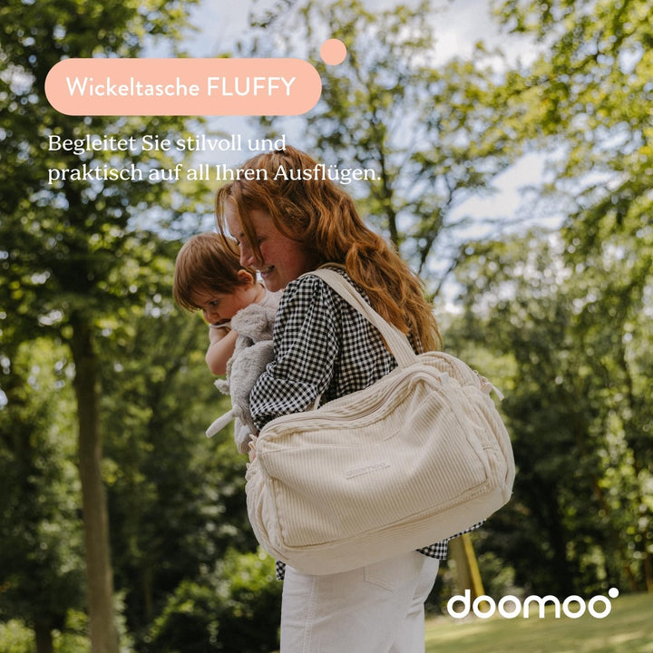 doomoo Wickeltasche Fluffy - 24l Kapazität, Abnehmbare Tasche, inkl. 8 Baby-Zubehörteile darunter Wi