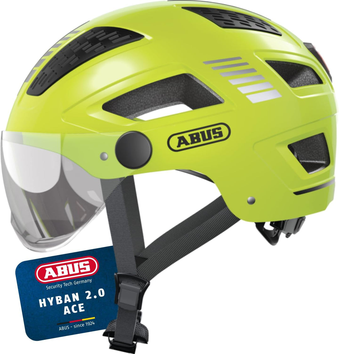 ABUS Stadthelm Hyban 2.0 ACE - Fahrradhelm mit Visier, Licht und ABS-Hartschale - für Damen und Herr