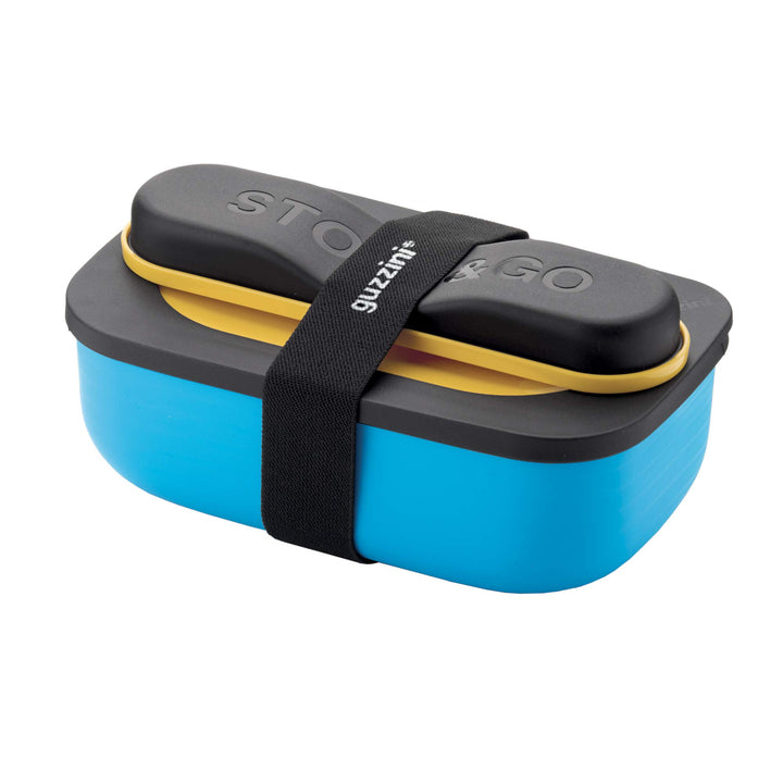 Guzzini - On The Go, STORE&GO Set Lunchbox mit Reisebesteck - Ocker, 20 x 12 x h7 cm | 900ml - 17110