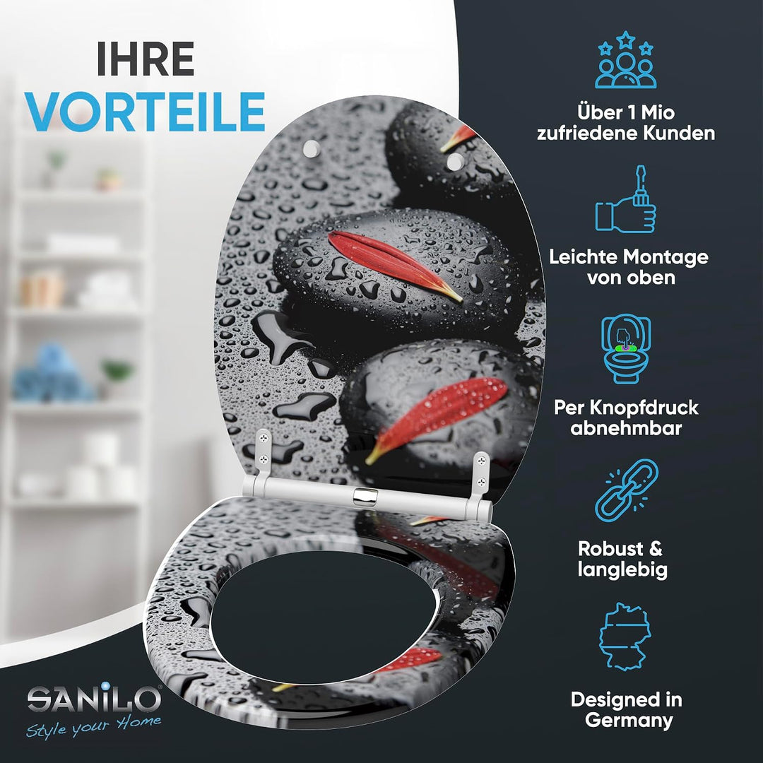 Sanilo WC-Sitz mit Absenkautomatik I Hochwertiger Toilettensitz aus Holz I Toilettendeckel in versch