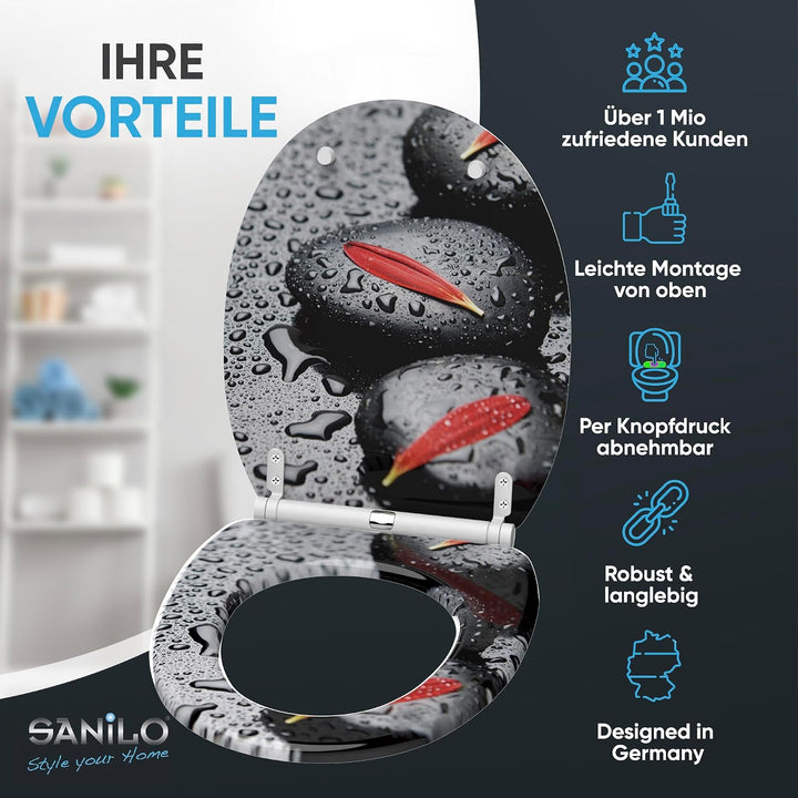 Sanilo WC-Sitz mit Absenkautomatik I Hochwertiger Toilettensitz aus Holz I Toilettendeckel in versch
