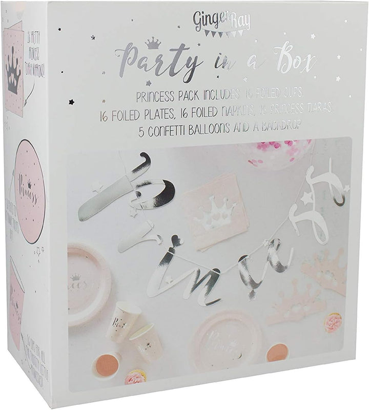 Ginger Ray Gold Foiled Silver Princess Party Geburtstagsfeier-Set, metallisch