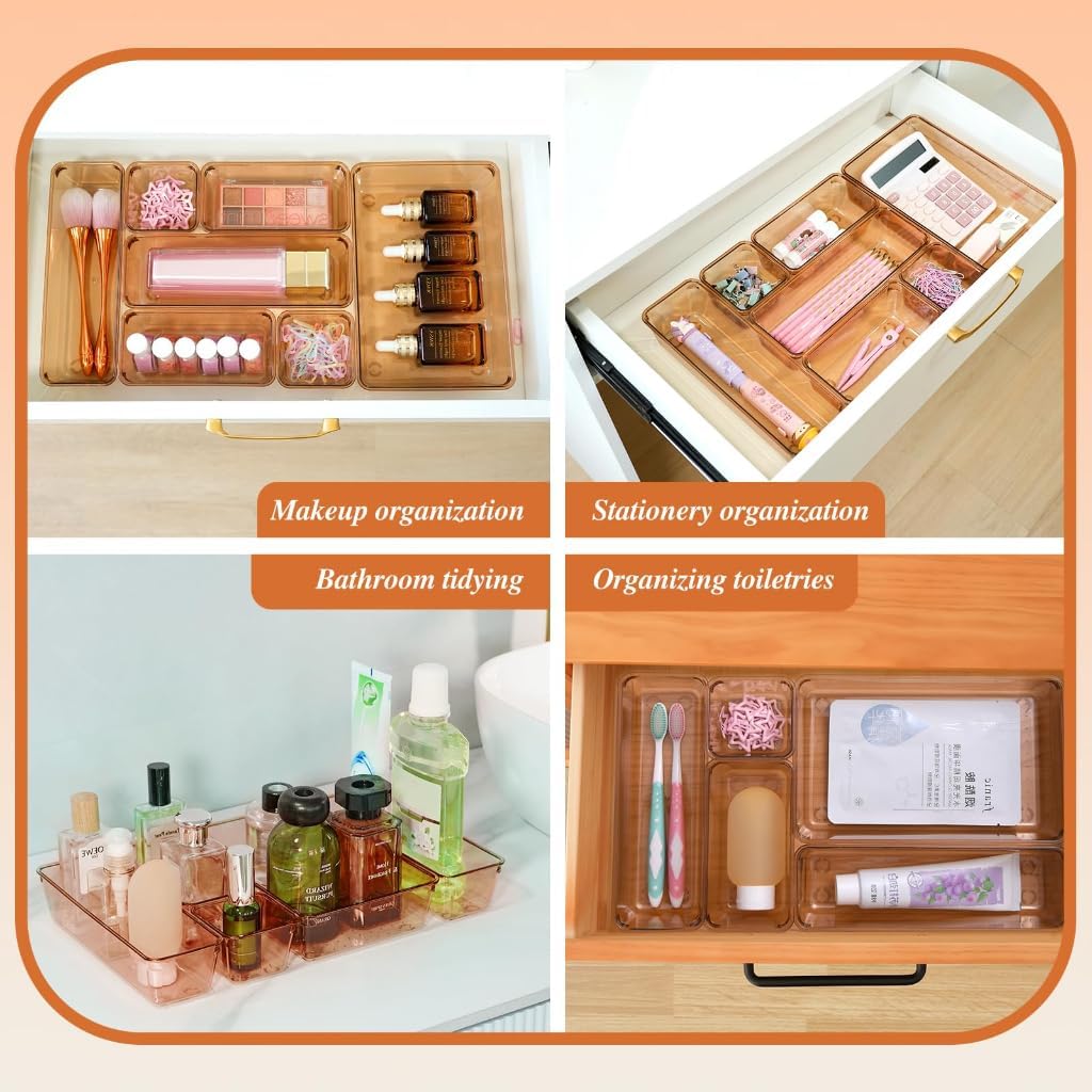 Schubladen Organizer, 25 Stück in 4 Grössen, Kunststoff, Schminktisch und Make-up Organizer, Ordnung